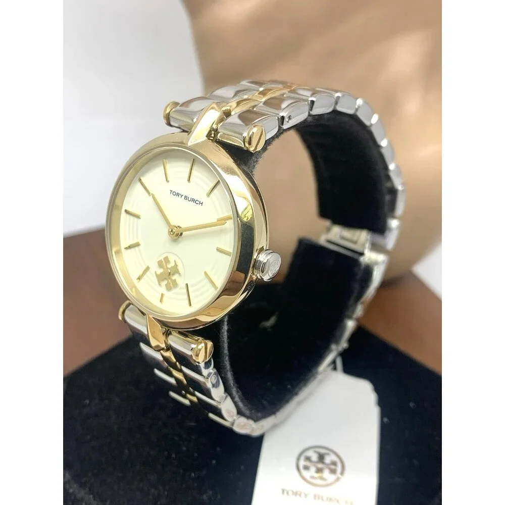 Tory Burch Women's Watch TBW2044 Kira Quartz Cream Dial Two Tone Steel 30mm